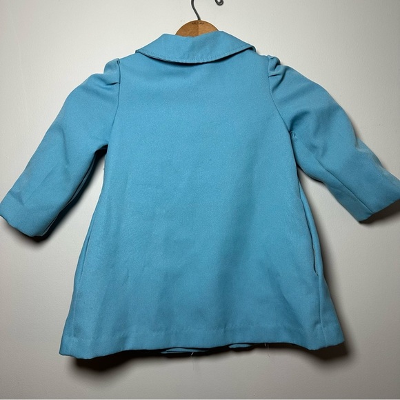 Vintage 1960s Toddler Sky Blue Button Front Pleated Dress Coat Size 4 (4T) - Picture 4 of 7